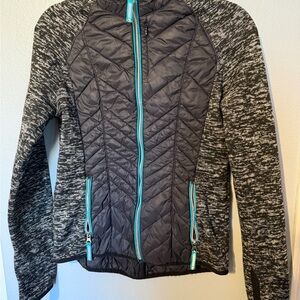 Xersion Black Quilted  Jacket with Teal Trim